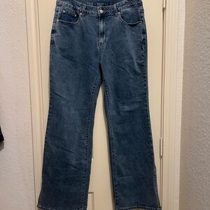 High-Rise Wide Leg Jeans in Dark Blue Denim